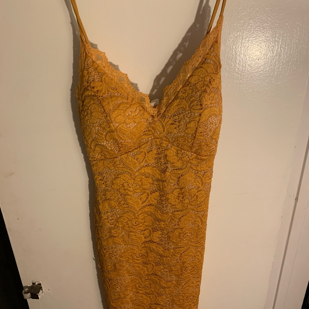Lacey Yellow midi dress - great for weddings